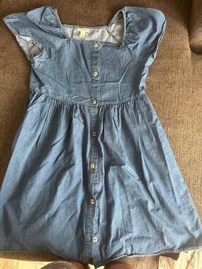 Cat & Jack Denim Dress Size XL (14/16) Blue Button Front